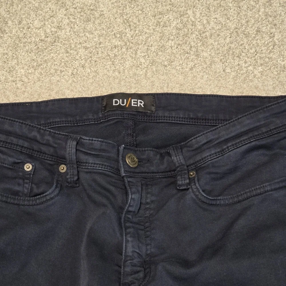 DU/ER‎ Pants Mens 36x31 Navy Blue N2X Relaxed Taper No Sweat Stretch MFNR1002